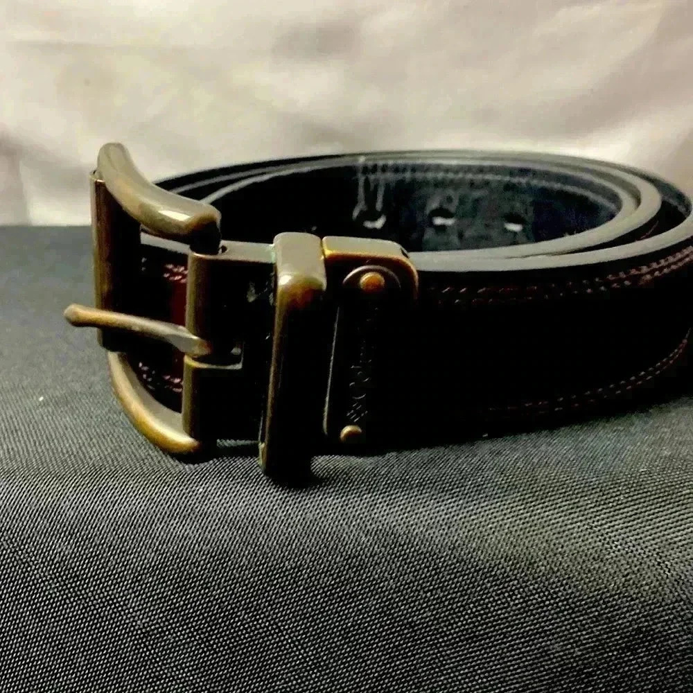 COLUMBIA MENS‎ BROWN BELT LEATHER TOP OVERLAY FAUX LEATHER UNDER LINING SIZE 42